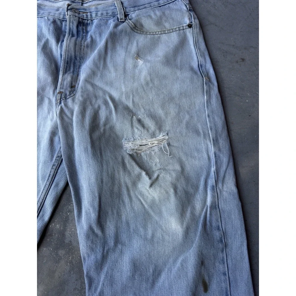 Levi's 550‎ Relaxed Fit Jeans Men's 39X30 Blue Denim Pockets Zip Fly - Flaws